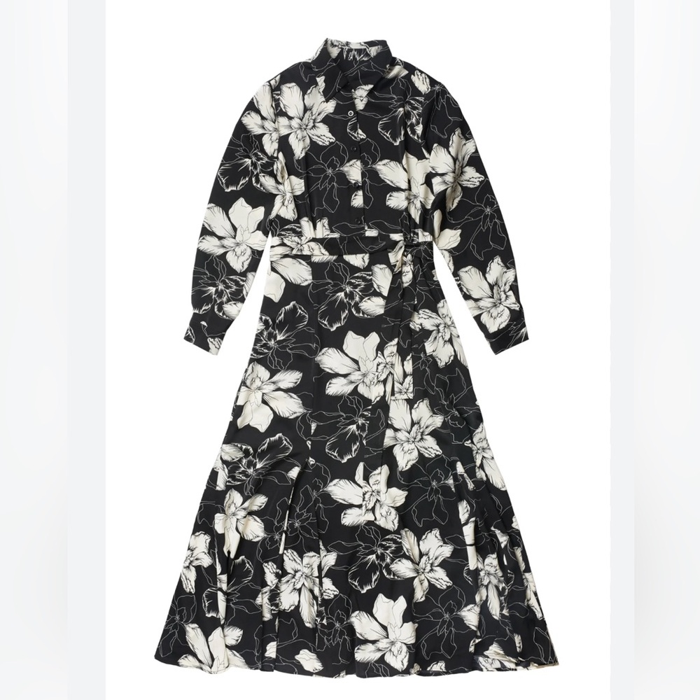 Floral Black and White Women's Dress